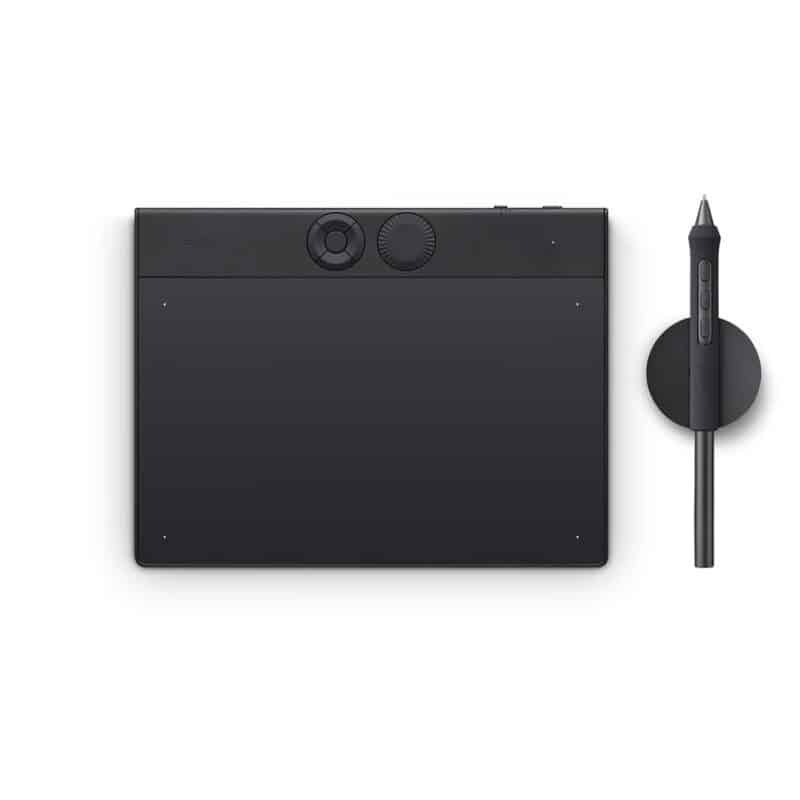 Tablette graphique noire avec stylet.