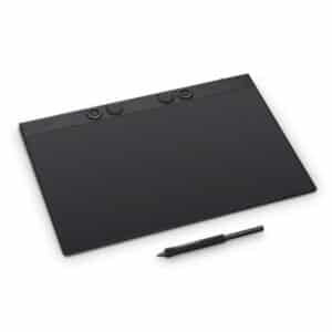 Tablette graphique noire avec stylet.